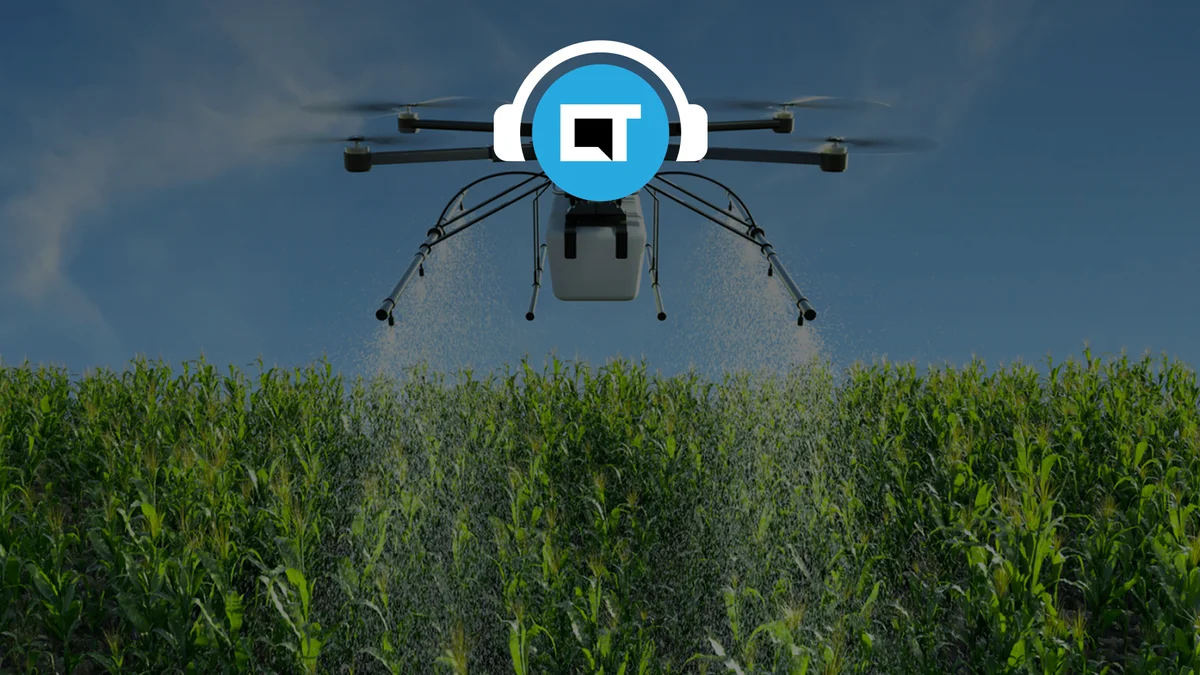 A high-tech digital dashboard interface displaying abstract agricultural telemetry, complex data flow patterns, and topographic heatmap visualizations, glowing blue accent lines representing drone flight paths over geometric field grids, da