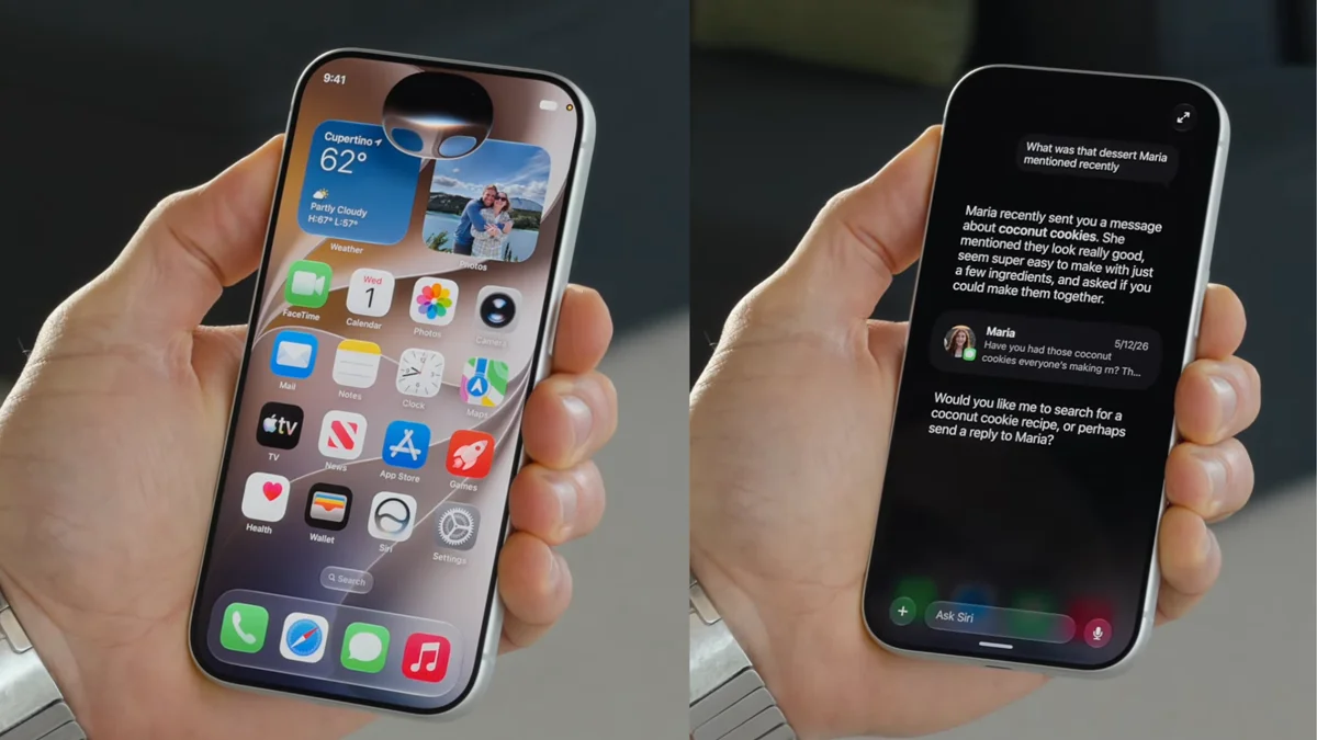 A sleek, futuristic smartphone interface displaying abstract glowing neural network nodes and flowing data streams in dark mode, vibrant blue accent lighting, minimalist geometric UI elements, floating icons representing automation workflow