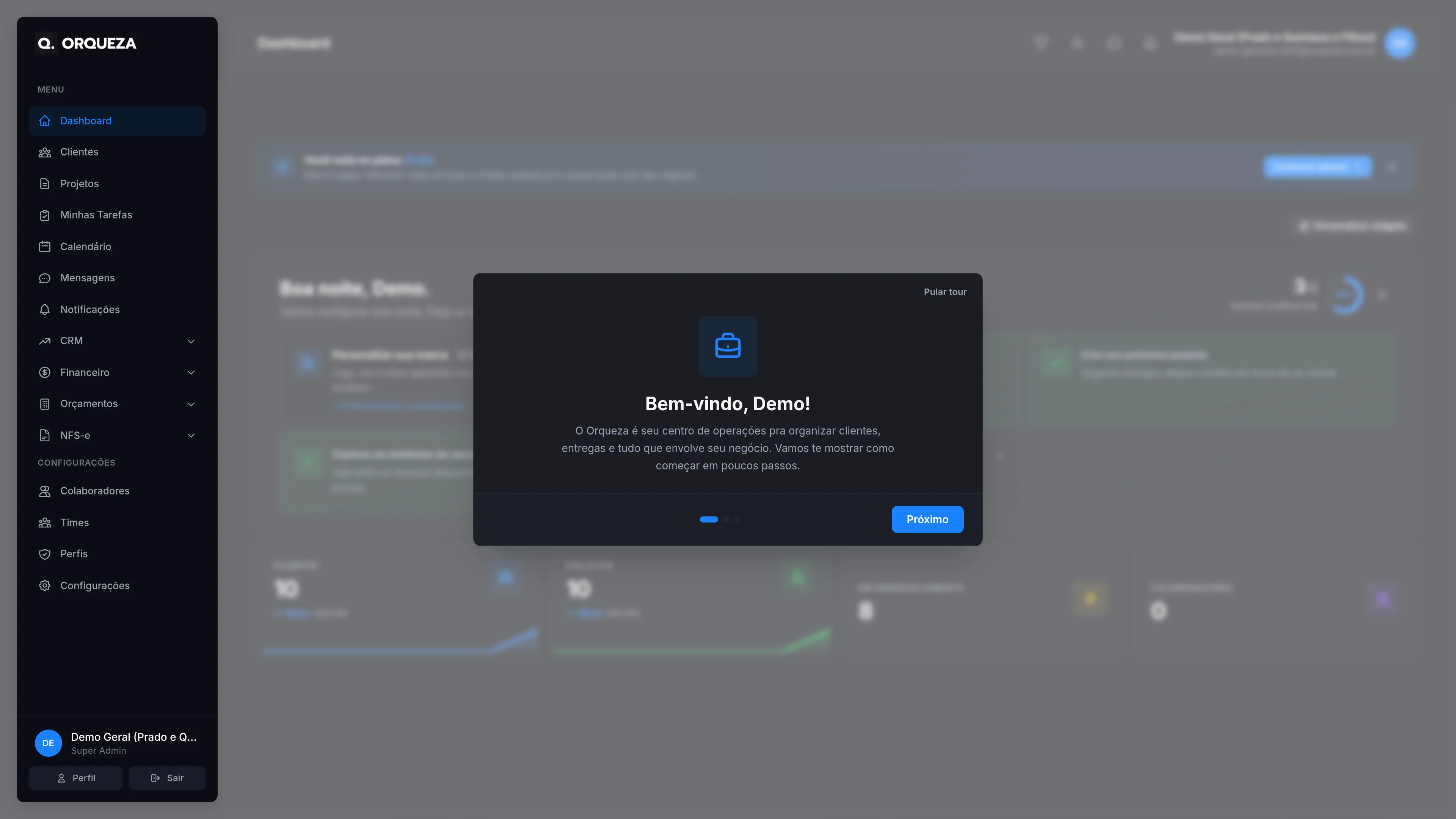 Dashboard personalizado: como configurar visões por papel no Orqueza